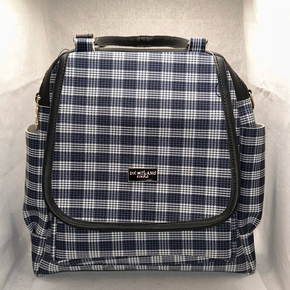 Da Milano Barolo Navy Checkered Backpack